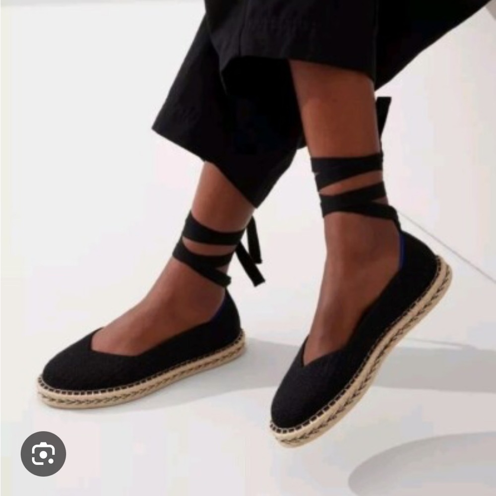 Rothy's Black Discontinued Lace-Up Espadrille